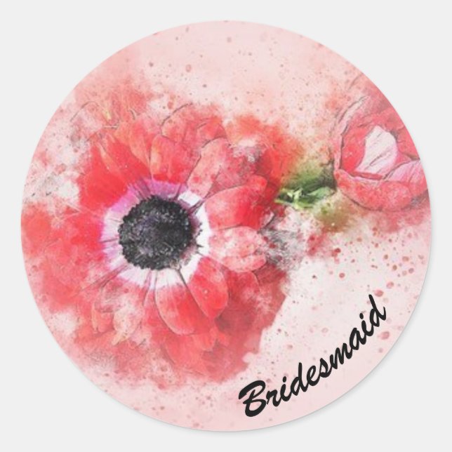 Rosa Aquarellfarbe Blume mit Blume Bug Runder Aufkleber (Vorderseite)