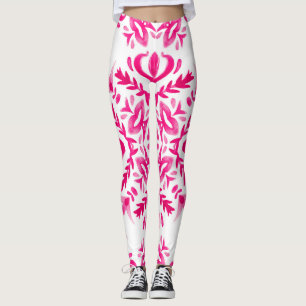Rosa Aquarellfarbe: geometrische Fliesengestaltung Leggings