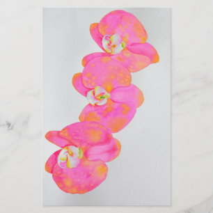 Rosa Aquarellfarbe Orchideenmalerei Briefpapier