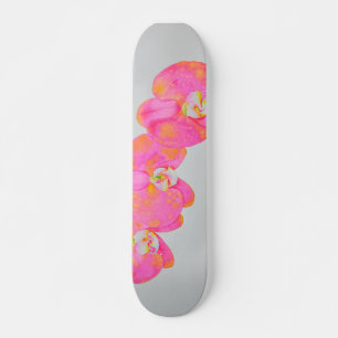 Rosa Aquarellfarbe Orchideenmalerei Skateboard