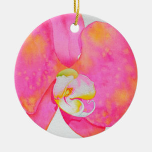 Rosa Aquarellfarbe Orchideenmalerei tropische Blum Keramik Ornament