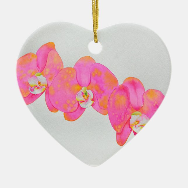 Rosa Aquarellfarbe Orchideenmalerei tropische Blum Keramikornament (Vorne)