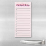 Rosa Aquarellfarbe Personalisiert zu tun Liste Magnetischer Notizblock<br><div class="desc">Freuen Sie sich auf einen Pinselstrich, der ihr einen personalisiert zu verwendenden Magnetkommentar aus dem Pinselstrich verleiht. Dieses praktische und stilvolle Notizblock ist perfekt für die organisierte und produktive Frau. Die magnetische Eigenschaft dieses Notizblocks erlaubt es, sich bequem an jede Metalloberfläche, wie z.B. einen Kühlschrank oder einen Aktenschrank, anzubringen, um...</div>