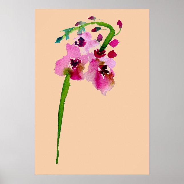 Rosa Aquarellfarbe Verbascum Blume Poster (Vorne)