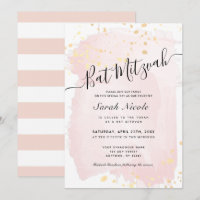 Rosa Aquarellfarbe x Gold Spritzer Bat Mitzvah