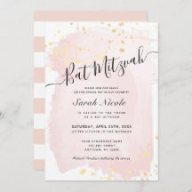 Rosa Aquarellfarbe x Gold Spritzer Bat Mitzvah