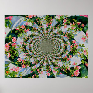 Rosa Aquarellfarben, abstrakte Mandala-Rose Poster