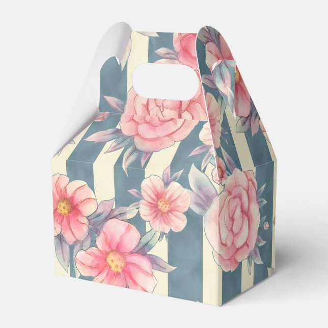 Rosa Aquarellfarben auf Streifen Geschenkschachtel (Vorderseite)