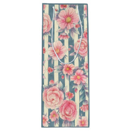 Rosa Aquarellfarben auf Streifen Geschenktüte Für Weinflaschen