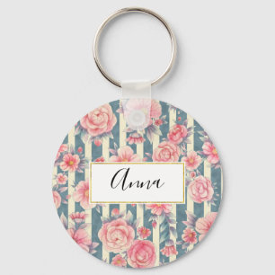 Rosa Aquarellfarben auf Streifen Schlüsselanhänger