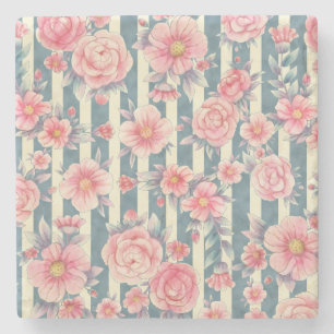 Rosa Aquarellfarben auf Streifen Steinuntersetzer