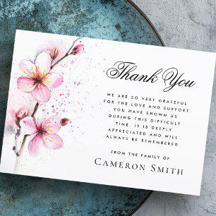 Rosa Aquarellfarben Blume Beerdigung Beileid Dankeskarte