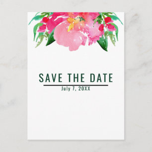 Rosa Aquarellfarben Blume Blumensommer Save the Da Ankündigungspostkarte