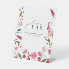 Rosa Aquarellfarben Blume Brautparty Blume Bar Sockelschild