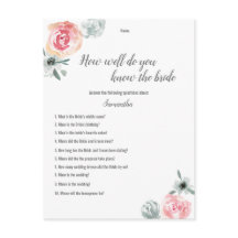 Rosa Aquarellfarben Blume Brautparty Game