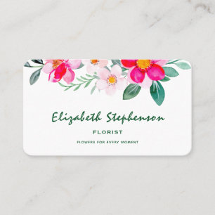 Rosa Aquarellfarben Blume floraler botanischer Flo Visitenkarte