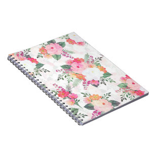 Rosa Aquarellfarben Blume Weißes Design Notizblock