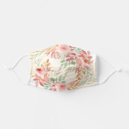 Rosa Aquarellfarben Blume zeigen Grünes Folieren Mund-Nasen-Maske Aus Stoff