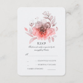 Rosa Aquarellfarben-Blume zum Hochzeitsehen der RS RSVP Karte