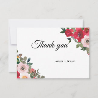 Rosa Aquarellfarben floral Dankeschön Karte