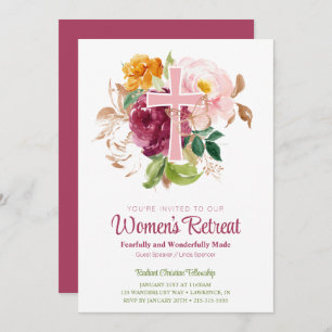 Rosa Aquarellfarben Floral Frauenkirche Einladung