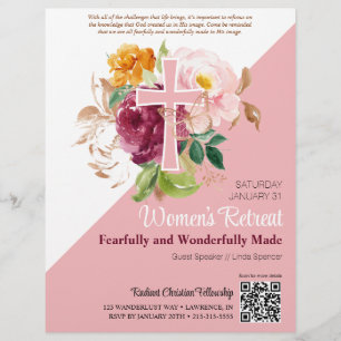 Rosa Aquarellfarben Floral Frauenkirche Flyer