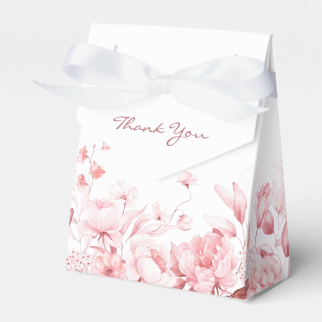 Rosa Aquarellfarben Florals Zelt Gefallen Box Geschenkschachtel (Vorderseite)