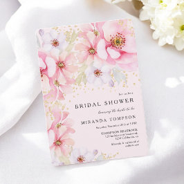 Rosa Aquarellfarben Glitzer Brautparty Einladung