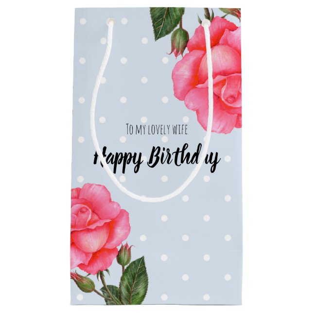 Rosa Aquarellfarben Illustration Floral Polka Dot Kleine Geschenktüte (Vorderseite)
