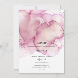 Rosa Aquarellfarben Imitate Glitzer Handfast Einladung