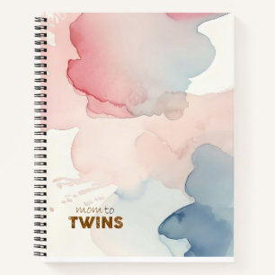 Rosa Aquarellfarben Mama zu Twins Notizbuch