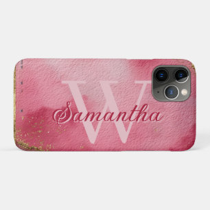 Rosa Aquarellfarben mit Gold Glitzer Case-Mate iPhone Hülle