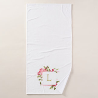 Rosa Aquarellfarben, mit Monogramm Haustier Badehandtuch