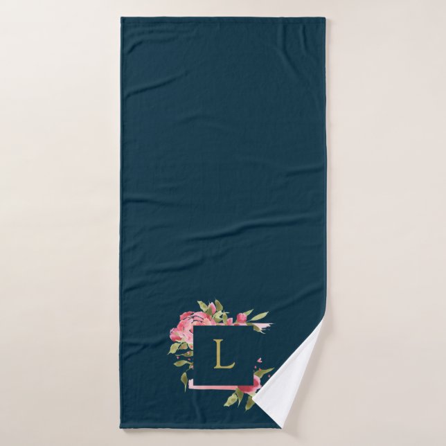 Rosa Aquarellfarben, mit Monogramm Haustier Badehandtuch (Badehandtuch)