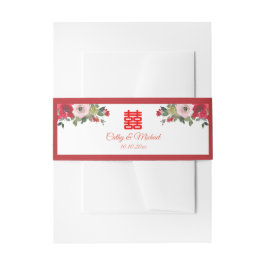 Rosa Aquarellfarben Moderne Chinesische Hochzeit Einladungsbanderole