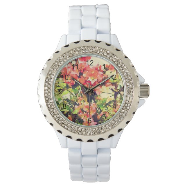 Rosa Aquarellfarben Muster 1 Armbanduhr (Vorderseite)