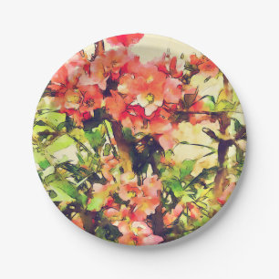 Rosa Aquarellfarben Muster 1 Pappteller