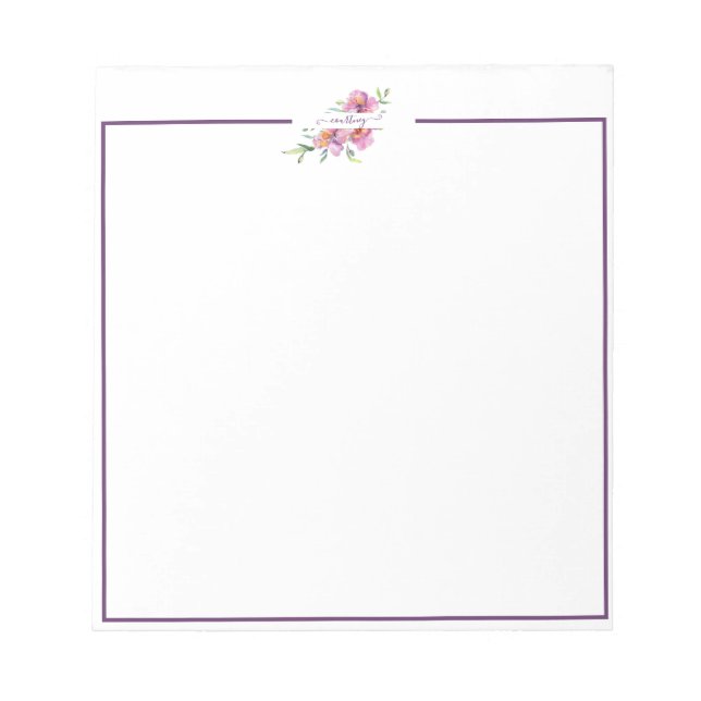 Rosa Aquarellfarben personalisiert Notepad Notizblock (Vorderseite)