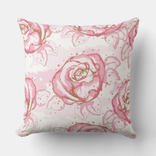 Rosa Aquarellfarben Rose auf weißem Wash Throw Kis Kissen