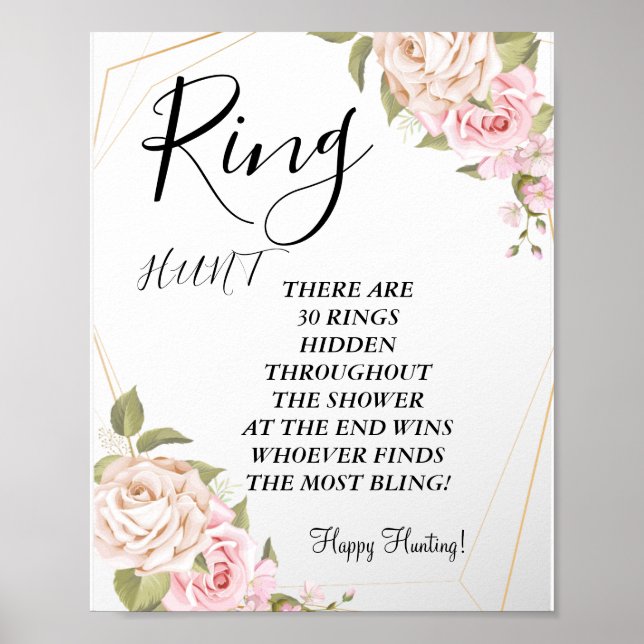 Rosa Aquarellfarben Rose Brautparty Poster (Vorne)