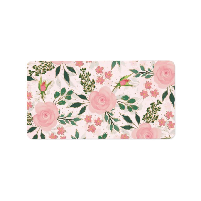 Rosa Aquarellfarben Rose Gold Kontur Design Adressaufkleber (Vorne)