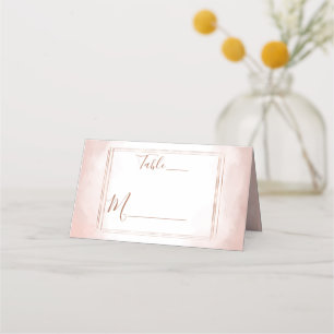 Rosa Aquarellfarben Rose Gold Rahmen Tischnummer Platzkarte