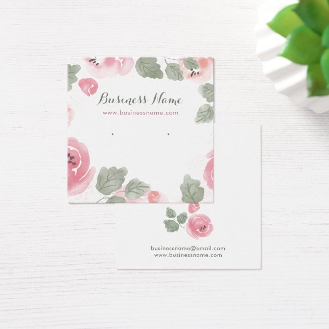 Rosa Aquarellfarben Rose Hintergrund Ohrwurfkarten (Schreibtisch)