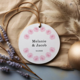 Rosa Aquarellfarben Rose Runde Liebesmarken Geschenkanhänger