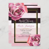 Rosa Aquarellfarben Rose Schwarz-weiß Streifen Mod