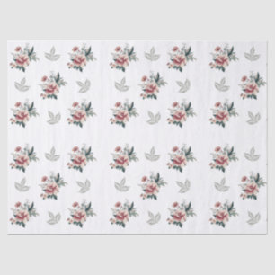 Rosa Aquarellfarbene Rose mit Aquamarinen Folies Seidenpapier