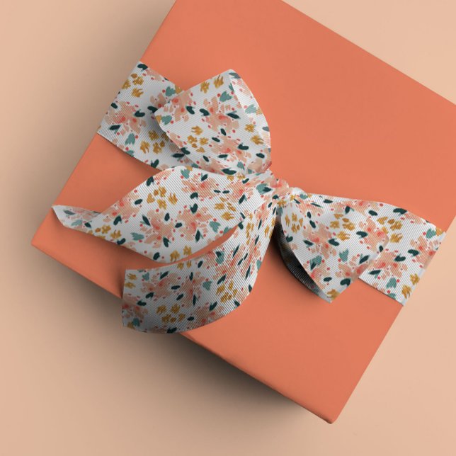 Rosa Aquarellgarten Satinband (Pink floral garden watercolor grosgrain or satin ribbon.)