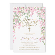 Rosa Aquarellgold Erstkommunion