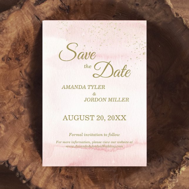 Rosa Aquarellgoldart Hochzeit speichern Datum Save The Date (Von Creator hochgeladen)