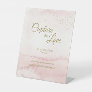 Rosa Aquarellgoldene Hochzeit Capture the Liebe Sockelschild